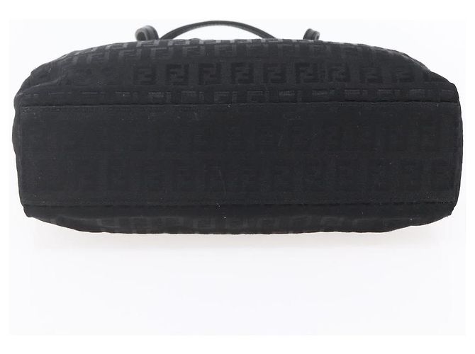 FENDI Zucchino Canvas Handtasche Schwarz Silber Authentisch am9157 - Ansicht 5