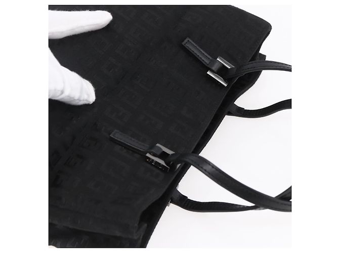 FENDI Zucchino Canvas Handtasche Schwarz Silber Authentisch am9157 - Ansicht 6