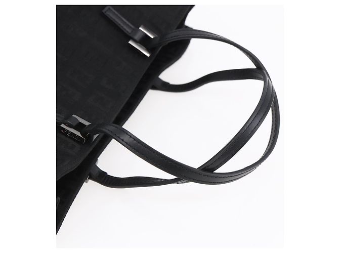 FENDI Zucchino Canvas Handtasche Schwarz Silber Authentisch am9157 - Ansicht 7
