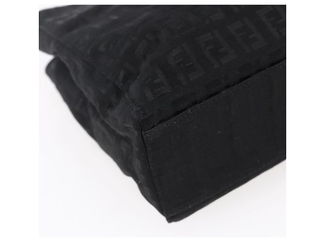 FENDI Zucchino Canvas Handtasche Schwarz Silber Authentisch am9157 - Ansicht 9