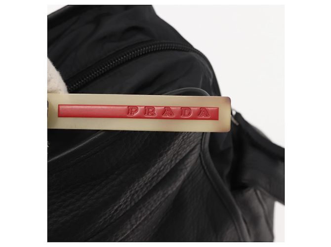 PRADA Borsa sportiva in nylon pelle nera argento Auth gh1071 Nero - vista 10