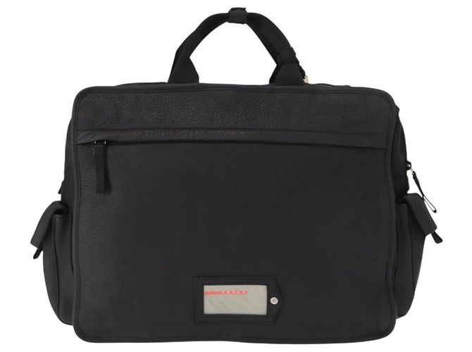 PRADA Borsa sportiva in nylon pelle nera argento Auth gh1071 Nero - vista 13