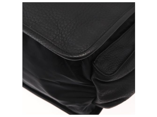 PRADA Borsa sportiva in nylon pelle nera argento Auth gh1071 Nero - vista 16