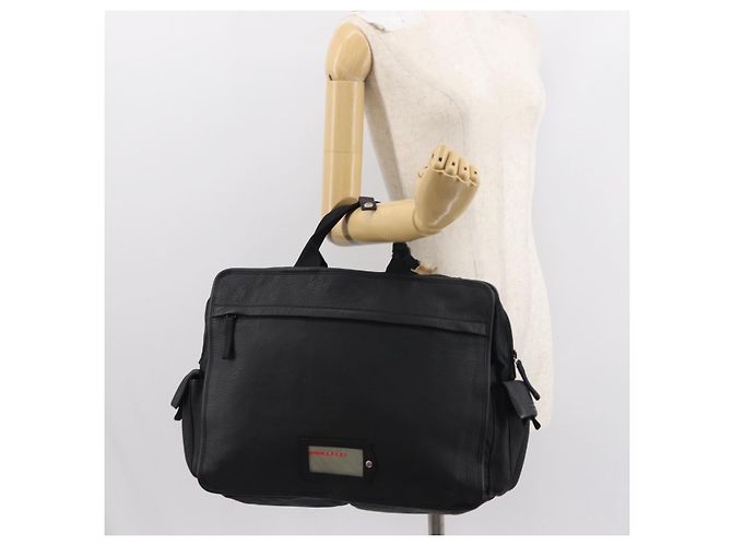 PRADA Borsa sportiva in nylon pelle nera argento Auth gh1071 Nero - vista 23