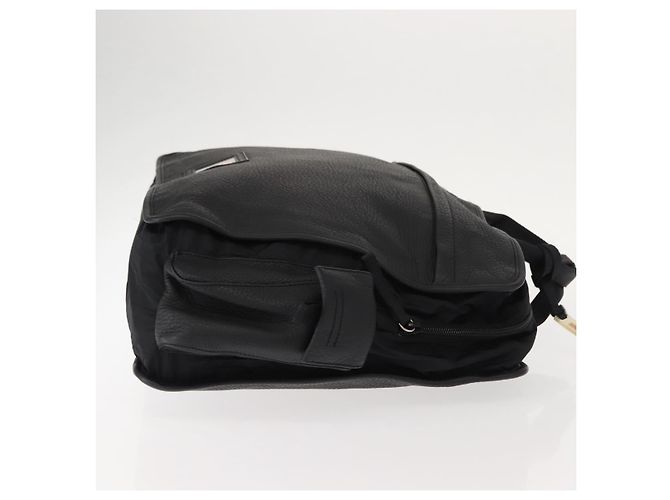 PRADA Borsa sportiva in nylon pelle nera argento Auth gh1071 Nero - vista 3