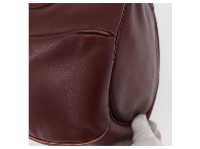 CARTIER Bolso de Hombro Must Line Cuero Burdeos Oro Auth 156815 Dorado - vista 12