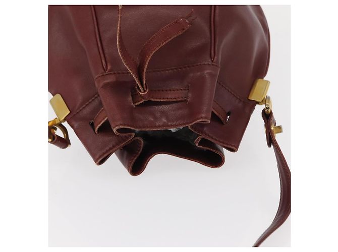 CARTIER Bolso de Hombro Must Line Cuero Burdeos Oro Auth 156815 Dorado - vista 6