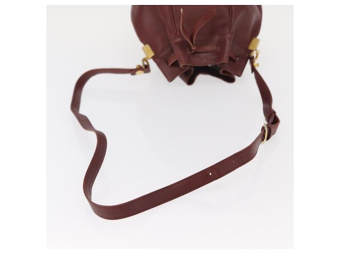 CARTIER Bolso de Hombro Must Line Cuero Burdeos Oro Auth 156815 Dorado - vista 7