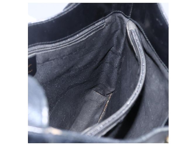 Borsa a Spalla Gancini in Pelle Nera e Oro Salvatore Ferragamo Auth 157063 Nero D'oro - vista 17