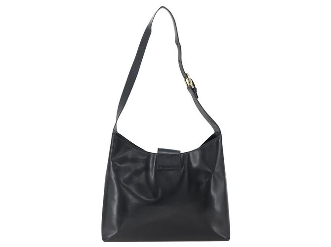 Borsa a Spalla Gancini in Pelle Nera e Oro Salvatore Ferragamo Auth 157063 Nero D'oro - vista 3