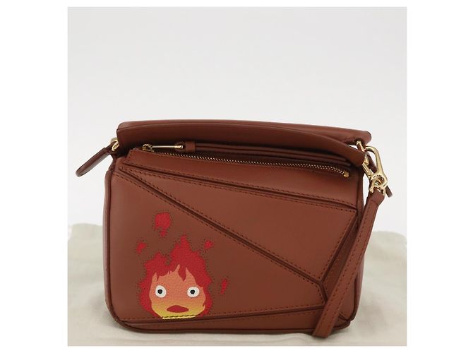 LOEWE Mini Puzzle Borsa Loewe x Studio Ghibli Calcifer 2way Marrone Auth BA9009SM D'oro - vista 12