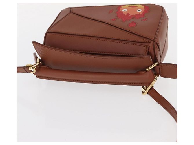 LOEWE Mini Puzzle Borsa Loewe x Studio Ghibli Calcifer 2way Marrone Auth BA9009SM D'oro - vista 6