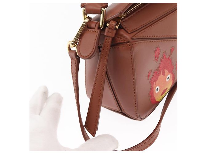 LOEWE Mini Puzzle Borsa Loewe x Studio Ghibli Calcifer 2way Marrone Auth BA9009SM D'oro - vista 9