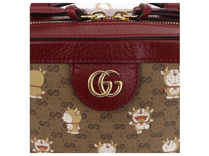 Borsa di collaborazione GUCCI Micro GG Supreme Doraemon in PVC 655596 Auth 151200SAM Beige D'oro - vista 17