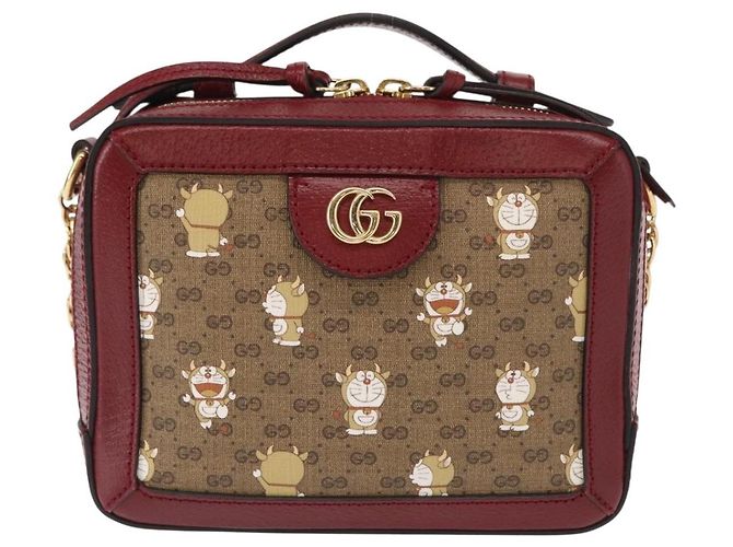 Borsa di collaborazione GUCCI Micro GG Supreme Doraemon in PVC 655596 Auth 151200SAM Beige D'oro - vista 2