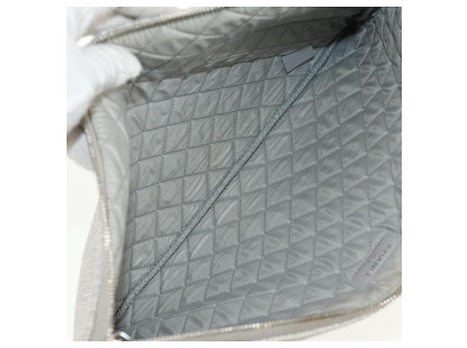 CHANEL Clutch Tasche Canvas Grau CC Auth 148530M Braun - Ansicht 10