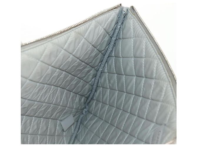 CHANEL Clutch Tasche Canvas Grau CC Auth 148530M Braun - Ansicht 18