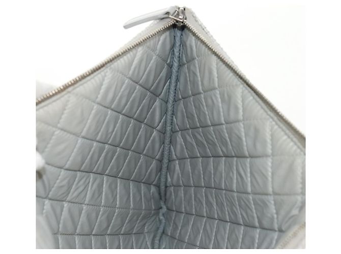 CHANEL Clutch Tasche Canvas Grau CC Auth 148530M Braun - Ansicht 19