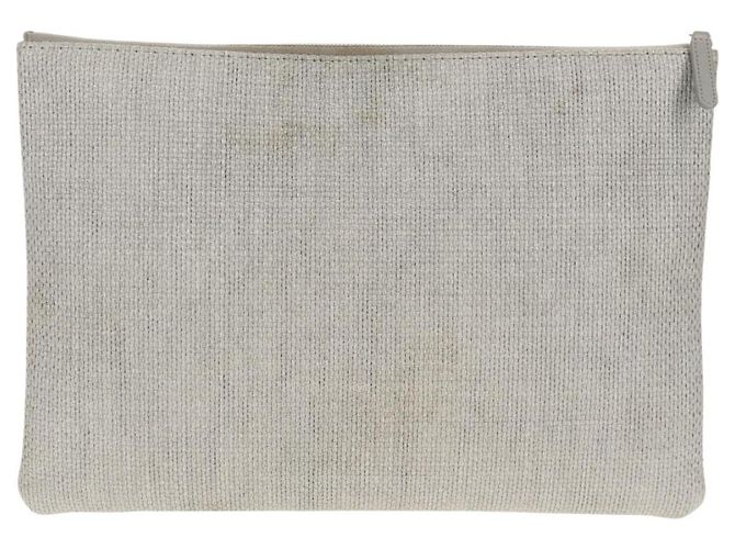CHANEL Clutch Tasche Canvas Grau CC Auth 148530M Braun - Ansicht 2