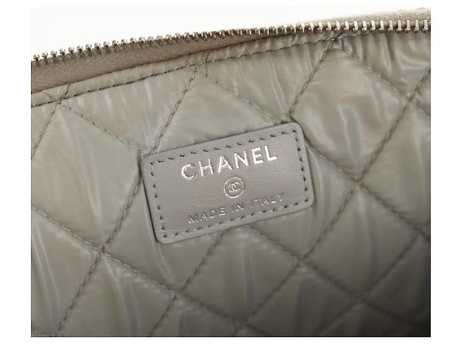 CHANEL Clutch Tasche Canvas Grau CC Auth 148530M Braun - Ansicht 20