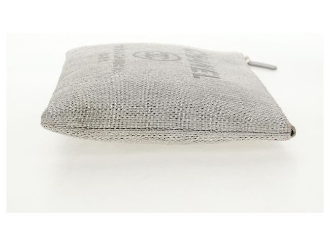 CHANEL Clutch Tasche Canvas Grau CC Auth 148530M Braun - Ansicht 6