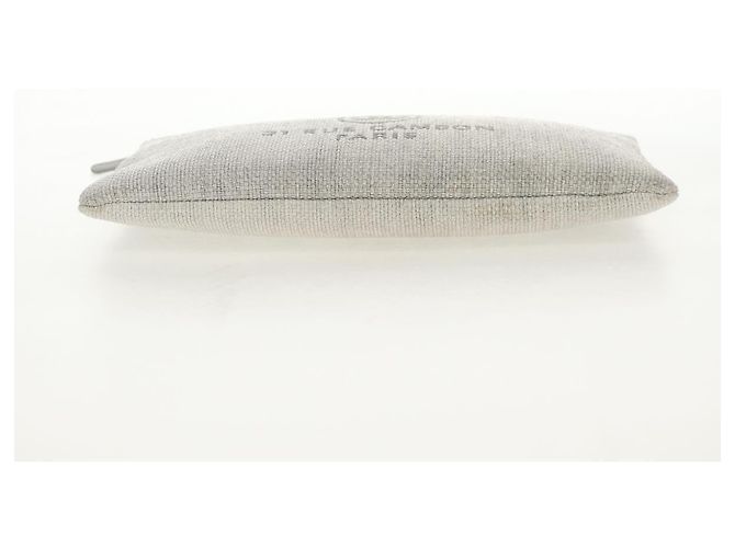 CHANEL Clutch Tasche Canvas Grau CC Auth 148530M Braun - Ansicht 8