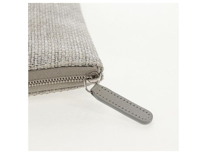 CHANEL Clutch Tasche Canvas Grau CC Auth 148530M Braun - Ansicht 9