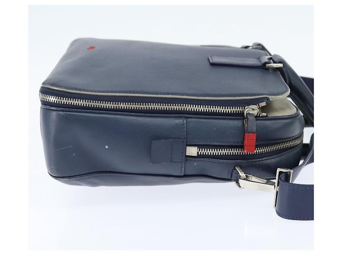 Borsa da lavoro in pelle Christian Dior 2 modi Blu Navy Argento Auth ar13763 - vista 4