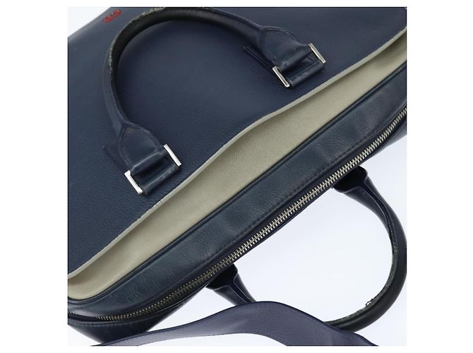 Borsa da lavoro in pelle Christian Dior 2 modi Blu Navy Argento Auth ar13763 - vista 6