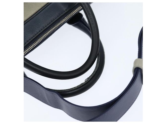 Borsa da lavoro in pelle Christian Dior 2 modi Blu Navy Argento Auth ar13763 - vista 8