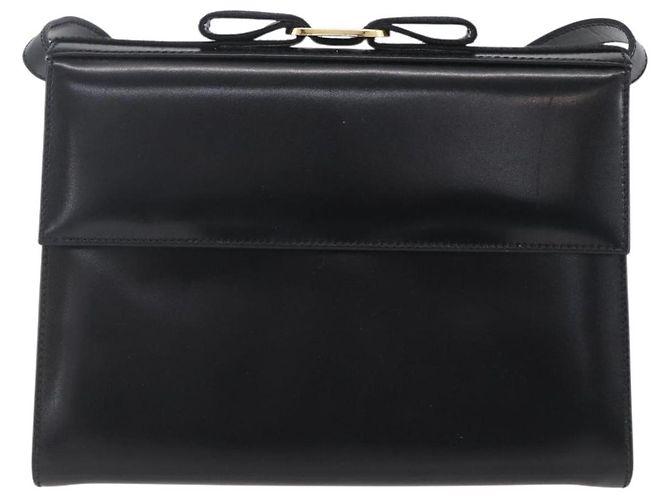 Borsa a Spalla Vala in Pelle Nera e Oro Salvatore Ferragamo Auth BA7670 Nero D'oro - vista 13
