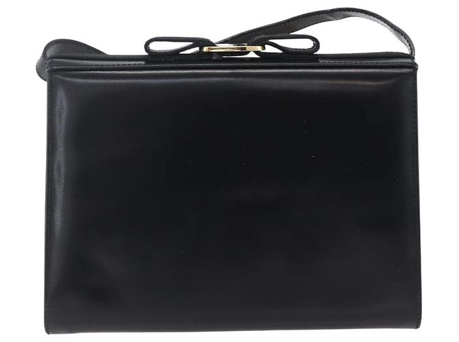 Borsa a Spalla Vala in Pelle Nera e Oro Salvatore Ferragamo Auth BA7670 Nero D'oro - vista 2
