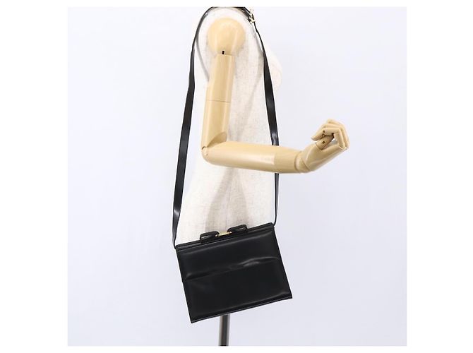 Borsa a Spalla Vala in Pelle Nera e Oro Salvatore Ferragamo Auth BA7670 Nero D'oro - vista 21