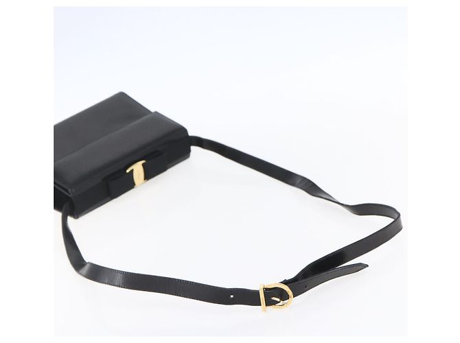 Borsa a Spalla Vala in Pelle Nera e Oro Salvatore Ferragamo Auth BA7670 Nero D'oro - vista 7