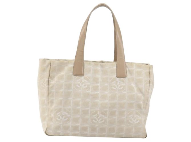 CHANEL Nuova Borsa Tote da Viaggio Nylon Beige Oro CC Auth BA7760 D'oro - vista 13
