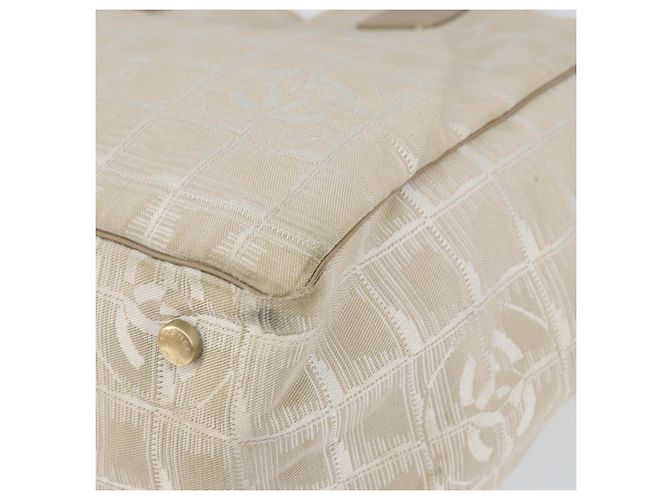 CHANEL Nuova Borsa Tote da Viaggio Nylon Beige Oro CC Auth BA7760 D'oro - vista 14