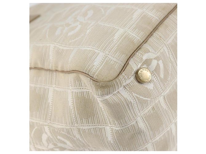CHANEL Nuova Borsa Tote da Viaggio Nylon Beige Oro CC Auth BA7760 D'oro - vista 15