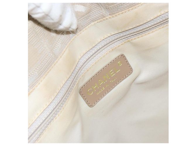 CHANEL Nuova Borsa Tote da Viaggio Nylon Beige Oro CC Auth BA7760 D'oro - vista 17