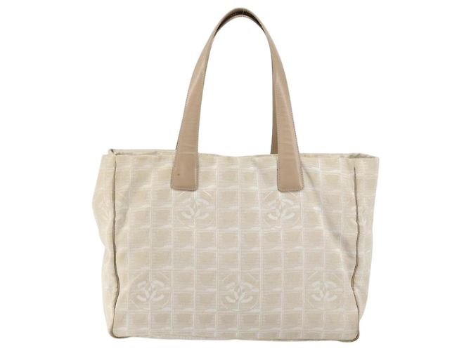 CHANEL Nuova Borsa Tote da Viaggio Nylon Beige Oro CC Auth BA7760 D'oro - vista 2