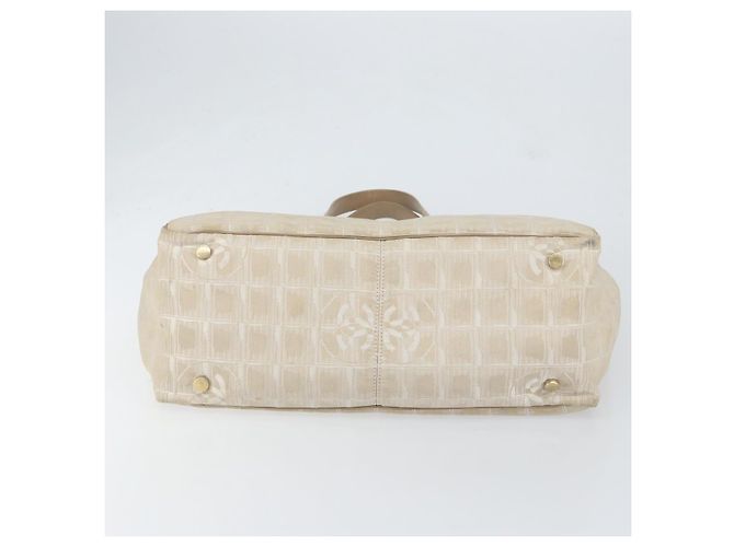 CHANEL Nuova Borsa Tote da Viaggio Nylon Beige Oro CC Auth BA7760 D'oro - vista 5