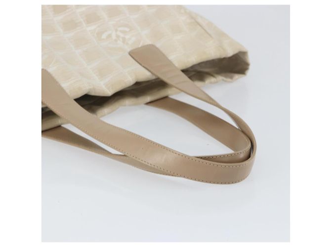 CHANEL Nuova Borsa Tote da Viaggio Nylon Beige Oro CC Auth BA7760 D'oro - vista 7