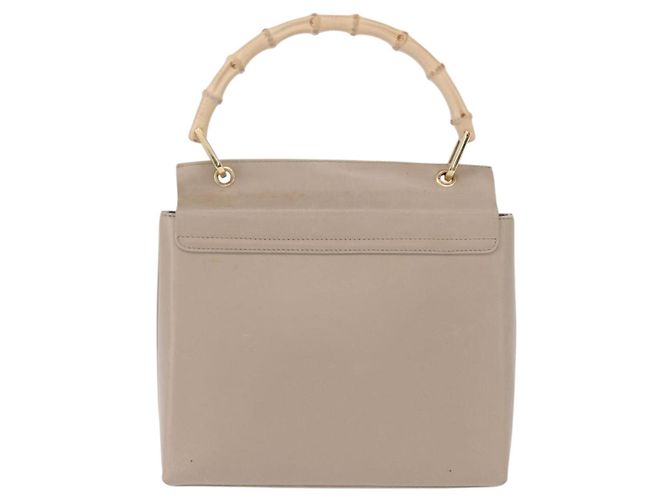 Borsa a mano in pelle beige oro GUCCI Bamboo 001 3444 1887 Auth ka105 - vista 2