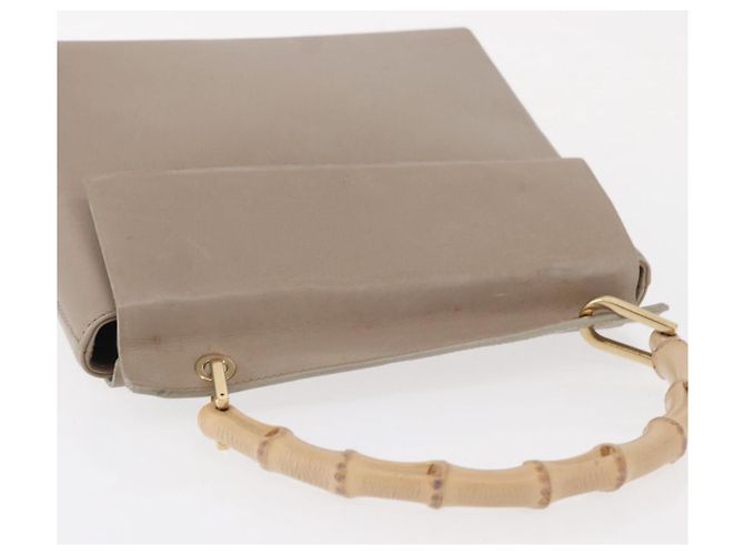 Borsa a mano in pelle beige oro GUCCI Bamboo 001 3444 1887 Auth ka105 - vista 6