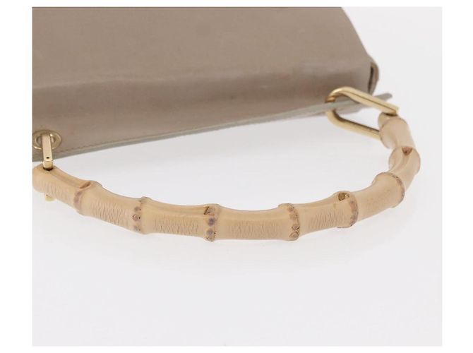 Borsa a mano in pelle beige oro GUCCI Bamboo 001 3444 1887 Auth ka105 - vista 7