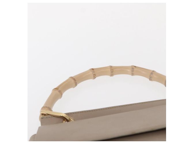 Borsa a mano in pelle beige oro GUCCI Bamboo 001 3444 1887 Auth ka105 - vista 8