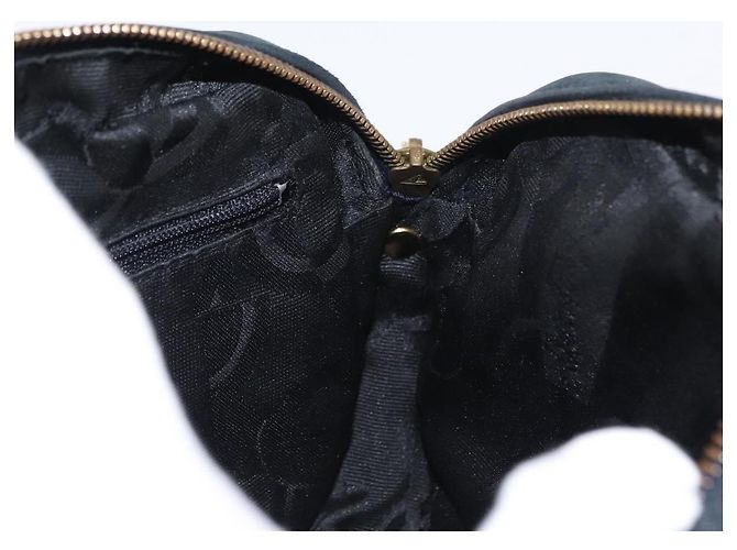 Borsa a Spalla Vala in Camoscio Blu Navy e Oro Auth BA7661 di Salvatore Ferragamo D'oro - vista 17