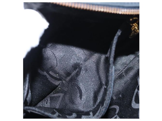 Borsa a Spalla Vala in Camoscio Blu Navy e Oro Auth BA7661 di Salvatore Ferragamo D'oro - vista 20
