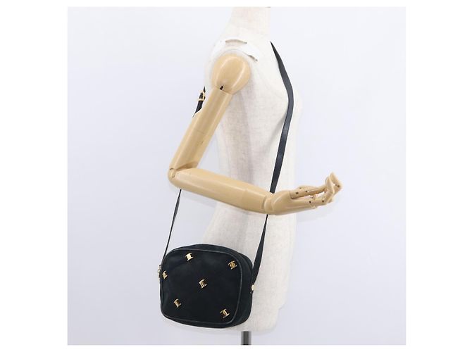 Borsa a Spalla Vala in Camoscio Blu Navy e Oro Auth BA7661 di Salvatore Ferragamo D'oro - vista 21