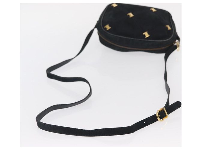 Borsa a Spalla Vala in Camoscio Blu Navy e Oro Auth BA7661 di Salvatore Ferragamo D'oro - vista 7