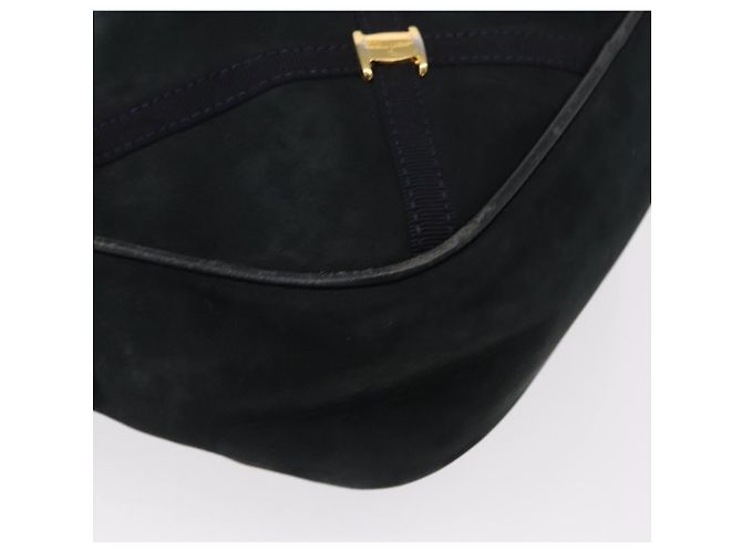 Borsa a Spalla Vala in Camoscio Blu Navy e Oro Auth BA7661 di Salvatore Ferragamo D'oro - vista 9